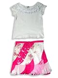 BG Beautiful Girls - Girls Short Sleeved Skirt Set, White, Pink