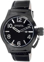 Black Stainless Steel Corduba Quartz Leather Strap