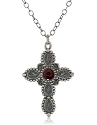 Cross Studded Leafy Pendant Necklace, 30"