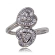 Diamond Double Heart Bypass Ring 1/2CT Set in 14K White Gold