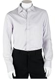 DKNY Mens Button Front Small Check Dress Shirt, White