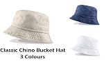 BUCKET HAT SUN HAT 100% COTTON CHINO - 3 COLOURS
