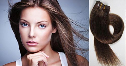 Fashion Hairstyle Clip in Remy Human Hair for Beauty Women's Accessories in 43cm 75 Gram - Chestnut Brown #6