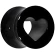 00 Gauge Black Acrylic Hollow Heart Saddle Plug