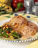 Gourmet Food : Home Bistro Roasted Crab Cakes in Lobster Sauce