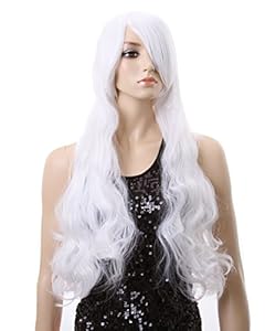 Cool2day Fashion Womens Long Curly Silver White Cosplay Wig (Model: Jf010795)