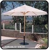 Ambrosia 11 Foot Wood Market Umbrella-Beige