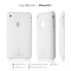 elago S3SF Case for iPhone 3G/3GS (Soft feeling)-White + Universal Dock Adapter + S2 Stand included