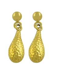 Jewelry: 14 Karat Yellow Gold Hammered Teardrop Dangle Earrings