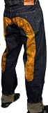 EVISU Jeans Genes Mens Selvedge Denim Pants BLUE/Yellow