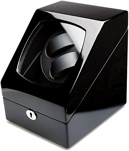Automatic Double Watch Winder Wood Box with 2 Storage and Multi-Setting Smart IC Timer - Black/Black