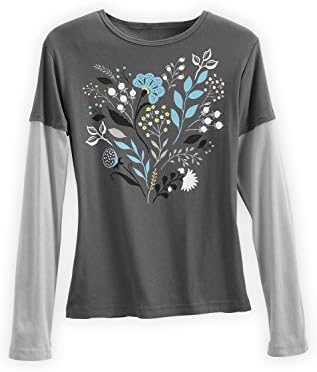 Green 3 Apparel Layered Look Fall Foliage USA-made Organic Tee (L, Grey)