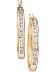 14K Yellow Gold Diamond Hoop Earrings - 0.50 Ct. -- LIFETIME WARRANTY