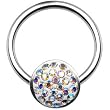 16 Gauge 3/8" Aurora Round Ferido Crystal Captive Nipple Ring