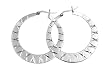Sterling Silver Hoop Earrings - Rhodium Plated and Diamond Cut - 40 mm