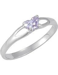 10k White Gold June CZ Birthstone Butterfly Ring, Size 3