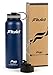 Fluid Insulated Stainless Steel Water Bottle by Sports (Midnight Blue) - 40 Oz, Wide Mouth, BPA Free, Bonus Flip-top Lid Included