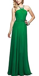Cocktail Belted Beaded Halter Chiffon Bridesmaid Dress/Party Dress 