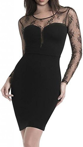 Romanse Women's Sexy Black Floral Sheer Bodycon Wrap CLub Night Out Dress L