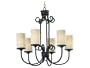 Kenroy Home 80486RBRZ Amadeaus Six Light Chandelier with 4-Inch Amber Scavo Glass Shades, Royal Bronze Finish