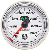 Autometer (7356) NV Oil Temp Gauges - (2 1/16) Full Sweep Electric (140-280 F) - Includes 1/8 NPT Sender, 3/8 1/2 NPT Fitting 8 Harness