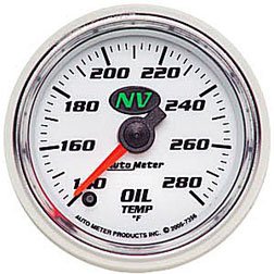 Autometer (7356) NV Oil Temp Gauges - (2 1/16) Full Sweep Electric (140-280 F) - Includes 1/8 NPT Sender, 3/8 1/2 NPT Fitting 8 Harness