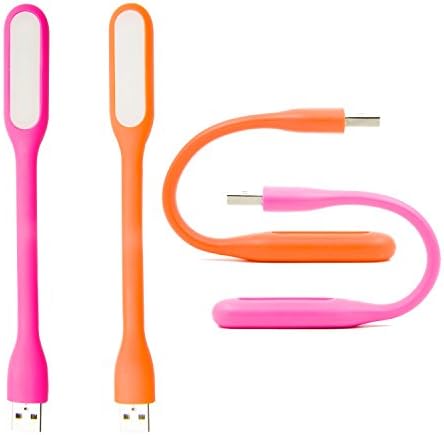 oneBuyone Mini USB LED keyboard Lamp Adjust Angle Portable Flexible Bed Travel Sporting Outdoor soft light for Laptop PC Notebook Desktop Power Bank（Pink&Orange）