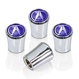 Acura Blue Logo Chrome Tire Stem Valve Caps - Official Licensed Product
