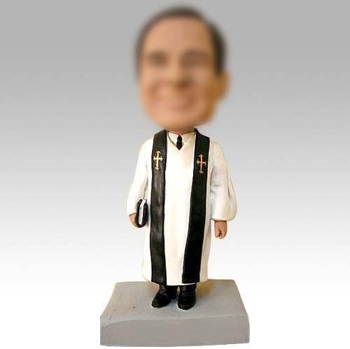 Model 109 Priest Fully Customized Clay Sculpture Bobble Headed From Head to Toe Based on Customers' Photos Using As Wedding or Birthday Cake Topper, Gifts, Souvenirs, Decorations