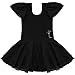 TiaoBug Girls' Sheer Ruffle Short Sleeve Tutu Skirted Ballet Dress Gymnastic Leotard for Dance/Ballet/Trainning Size 5-6 Black