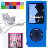(4 in 1 Many color available)New Ipod Nano 4 Silicone Skin Case Cover for the New Apple iPod Nano Nano-Chromatic 4th Generation 8gb 16gb (Ipod Nano mp3 player not included) + Armband + Travel Charger for new ipod nano + Screen protector Kit + Wisdom*Courage Neckstrap