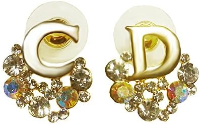 Yellow Gold Plated White Crystal Diamond and Crystal Reflected in Many Color Stud Earrings.