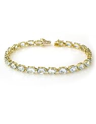 Genuine 12 ctw Aquamarine Bracelet 10K Yellow Gold
