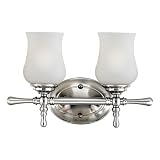 Quoizel Providence 9-Inch Bath Bar with Two Lights with Opal Etched Glass, Brushed Nickel Finish #PP8602BN