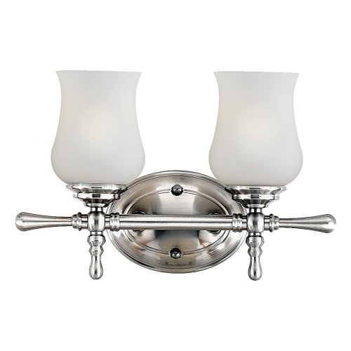 Quoizel Providence 9-Inch Bath Bar with Two Lights with Opal Etched Glass, Brushed Nickel Finish #PP8602BN