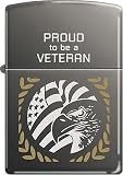 American Military Proud to be a Veteran Patriotic Zippo Lighter Rare