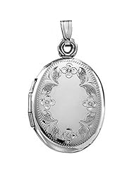New 14k White Gold Engravable Oval Locket - 19mm