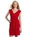 AGB Women's  Sleeveless V-Neck Dress With Curved Empire Waist, Red, X-Large