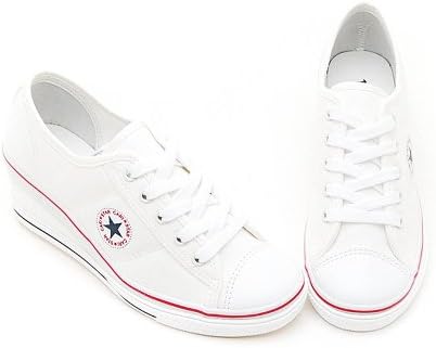 Womens Mid-heel Fashion Wedge Tennis Sneakers Shoes (5.5, White)