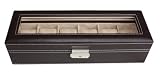 6 Piece Chocolate Brown Leatherette Men's Watch Display Case and Storage Organizer Box
