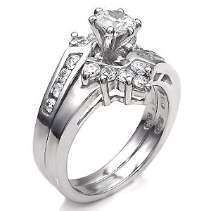 CZ Sterling Silver Wedding Ring Set