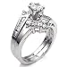 CZ Sterling Silver Wedding Ring Set - size 5