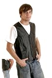 Rebel Ryder Genuine Solid Leather Black Vest