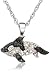 Sterling Silver Black and White Diamond Whale Pendant
