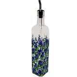 ArtisanStreet's Blue Bonnet Hand Painted Oil or Dish Soap Glass Bottle with Pour Spout. Use For Oil, Liquid Soap. Made to Order & Signed by Artisan.