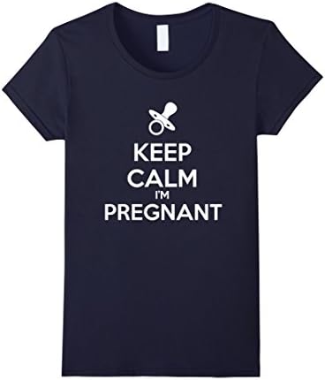 Women's Keep Calm I'm Pregnant Funny T-Shirt Large Navy