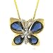 14K Yellow Gold Sapphire Butterfly Pendant w/ 18