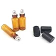 5ml Amber Glass Roller Bottles With Metal Ball for Essential Oil,Aromatherapy,Perfumes and Lip Balms-Set of 6