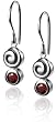 Sterling Silver Swirl Drop Earrings w/ Garnet by Zina