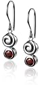 Sterling Silver Swirl Drop Earrings w/ Garnet by Zina